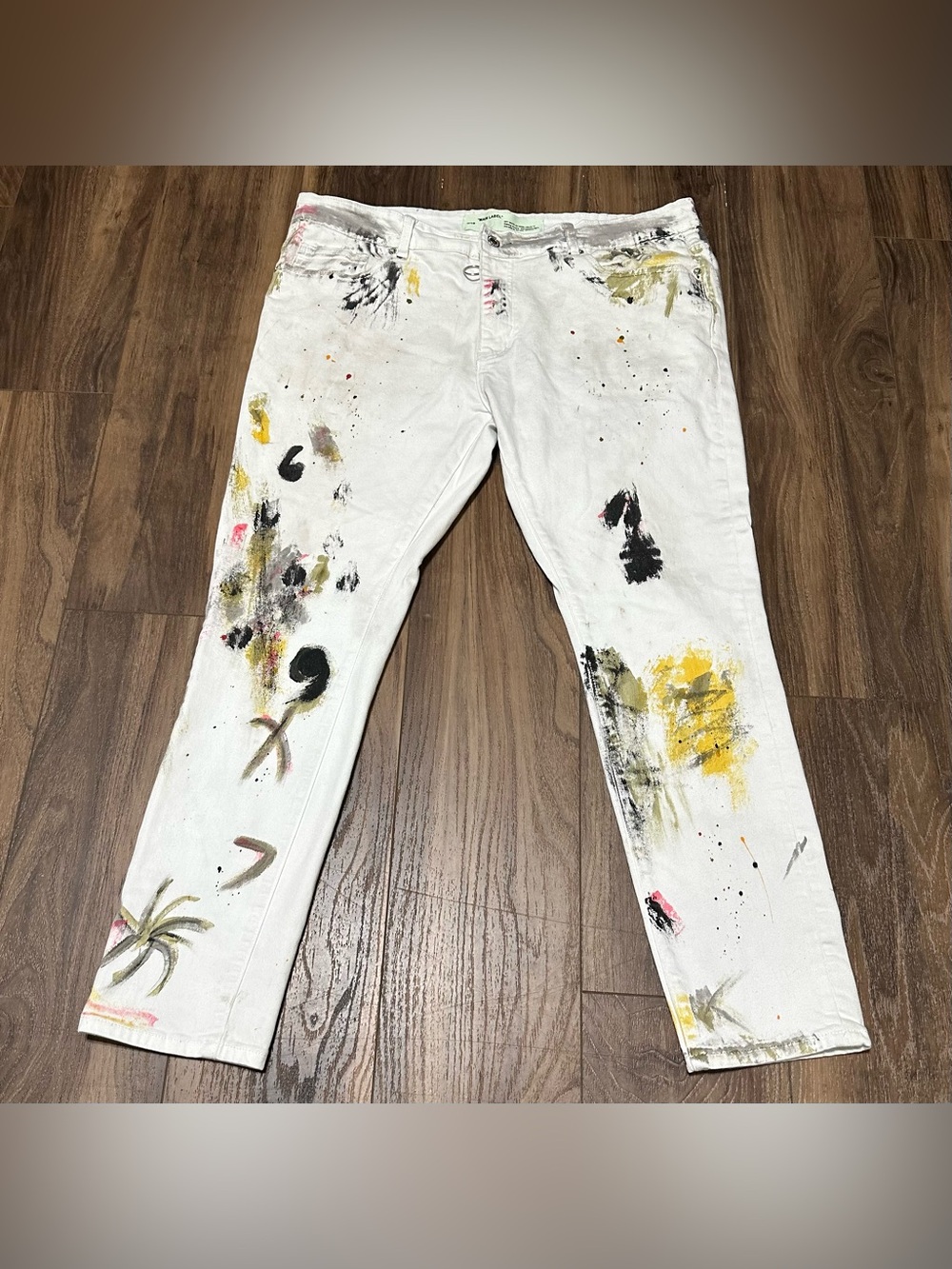 Off-White C/O Virgil Abloh 2013 Men’s White Jeans Paint Spatter 40 X 29